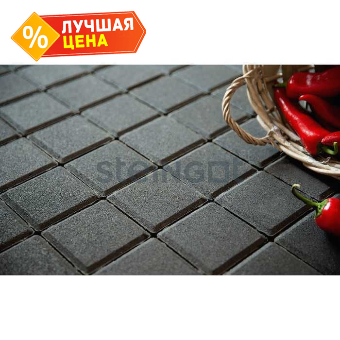 Плитка тротуарная Steingot Моно, Квадрат, черный, 400x400x80 мм