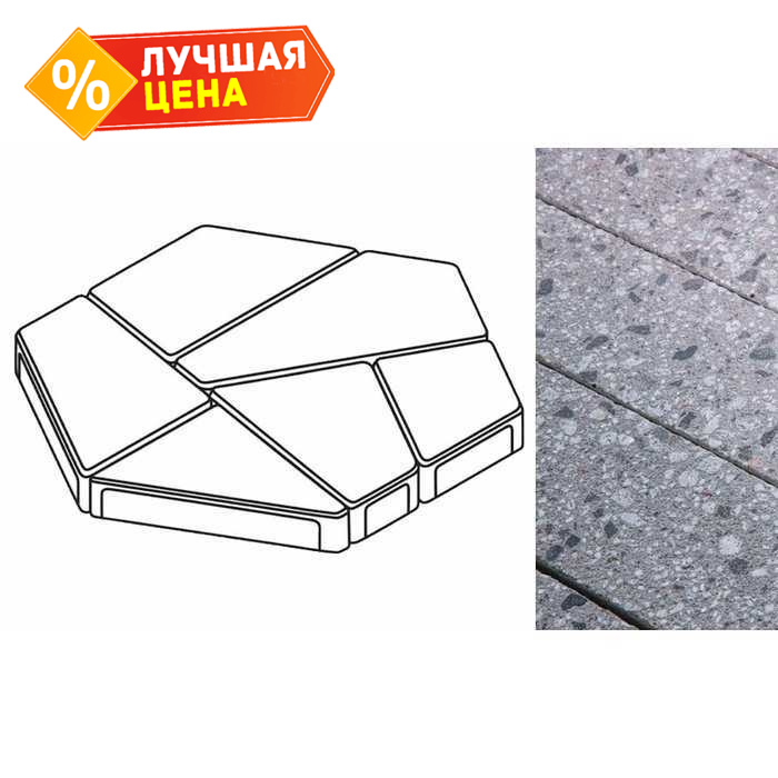 Плита тротуарная Готика Granite FINERRO, полигональ, Галенит, 893x780x80 мм