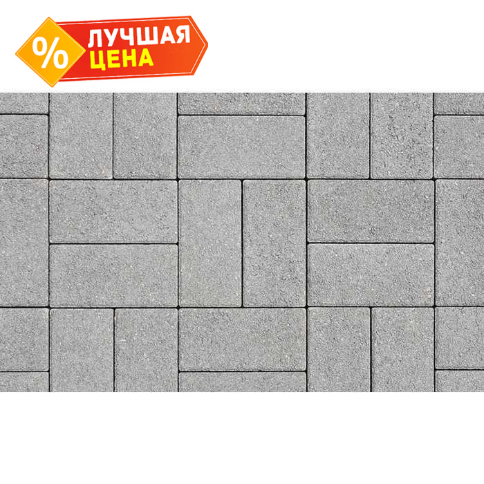 Плитка тротуарная Прямоугольник (Ла-Линия) А.2.П.4 гранит серый 200x100x40 мм