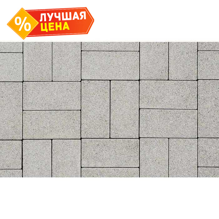 Плитка тротуарная Прямоугольник (Ла-Линия) А.2.П.4 гранит белый 200x100x40 мм
