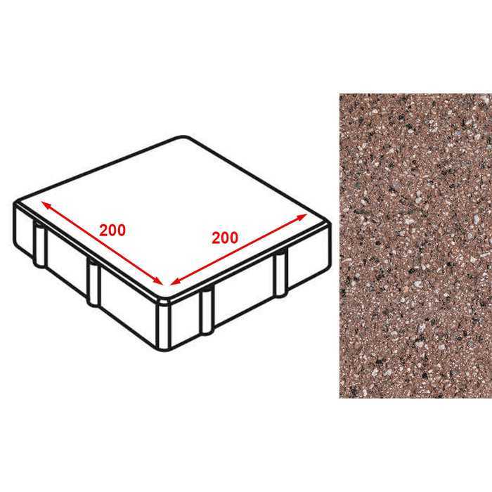 Плитка тротуарная Готика Granite FERRO, квадрат, Емельяновский 200x200x80 мм