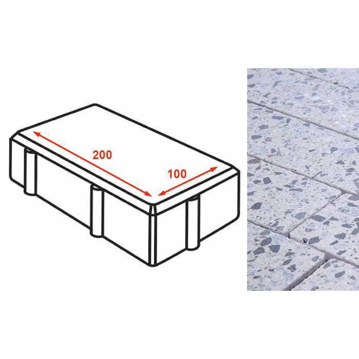 Плитка тротуарная Готика Granite FINERRO, брусчатка, Грис Парга 200x100x80 мм