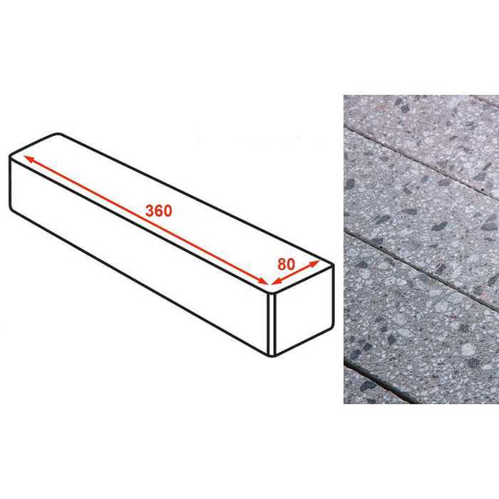 Плитка тротуарная Готика Granite FINERRO, ригель, Галенит 360x80x80 мм