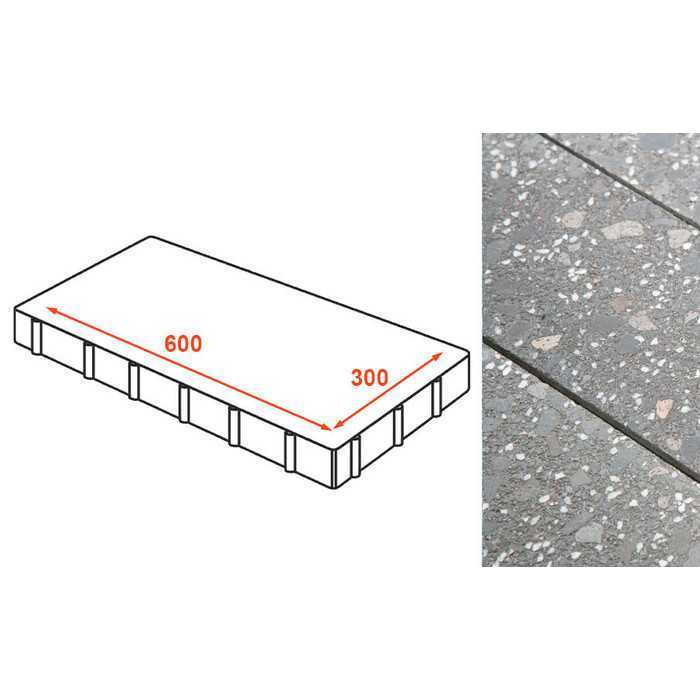Плита тротуарная Готика Granite FINO, Ильменит 600x300x80 мм