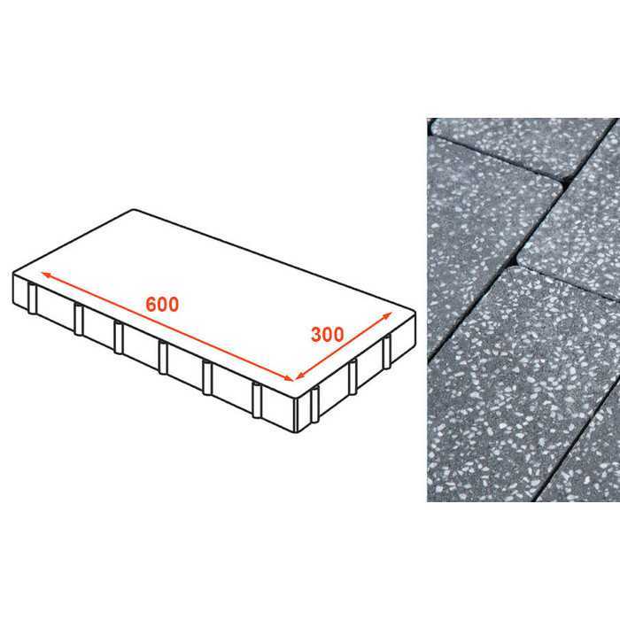 Плита тротуарная Готика Granite FINO, Травертин 600x300x80 мм