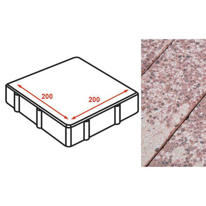 Плита тротуарная Готика Granite FINERRO, квадрат, Сансет 200x200x80 мм