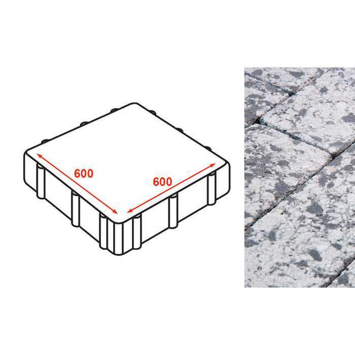 Плита тротуарная Готика Granite FINERRO, Диорит 600x600x80 мм